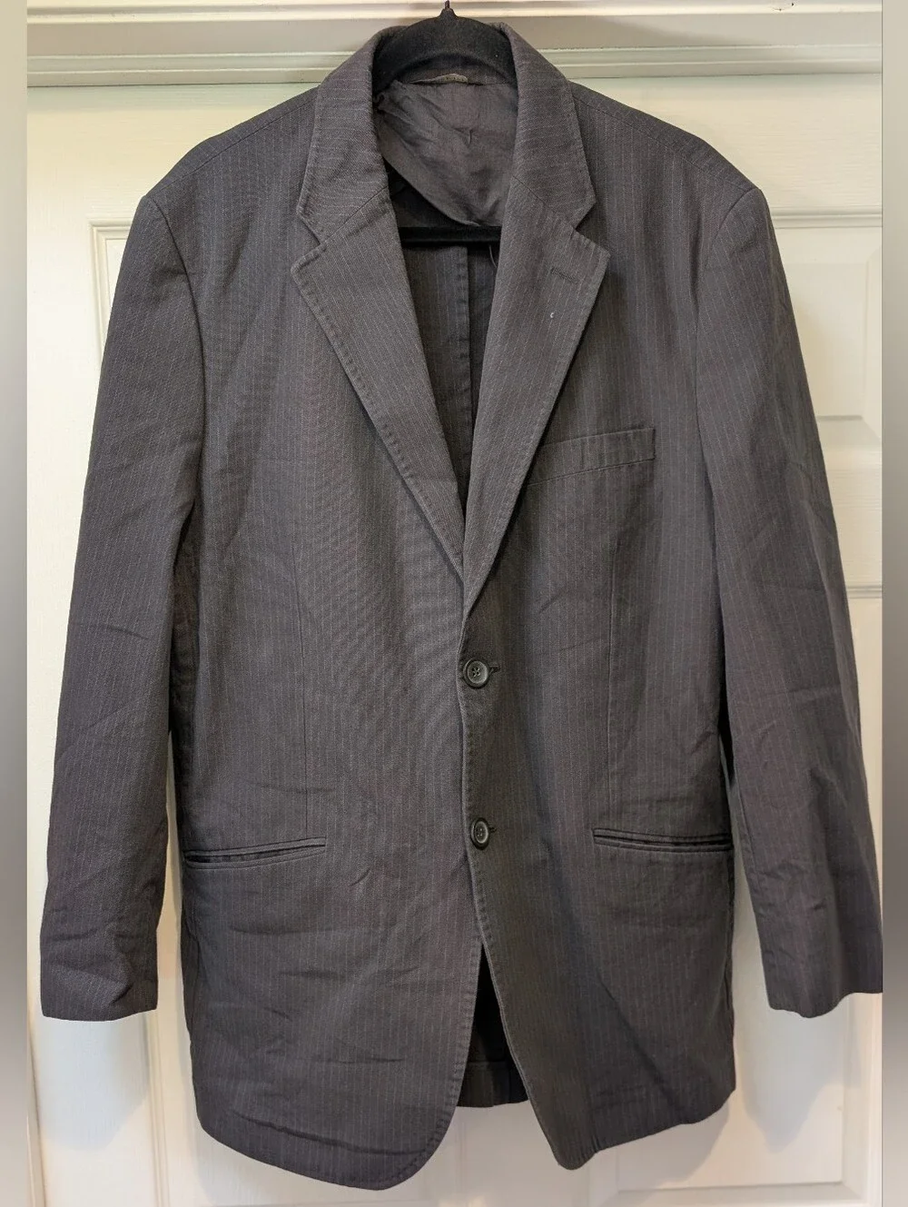 Banana Republic Gray Pinstripe Blazer Jacket 44R 100% Cotton